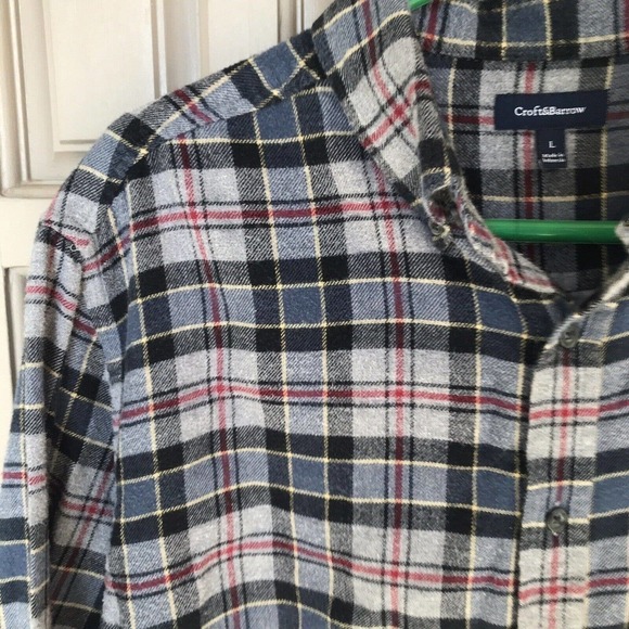 Croft&Barrow Shirt SzL Plaid Flannel Buttondown Collar Cuffs Pre-Owned - Picture 6 of 9